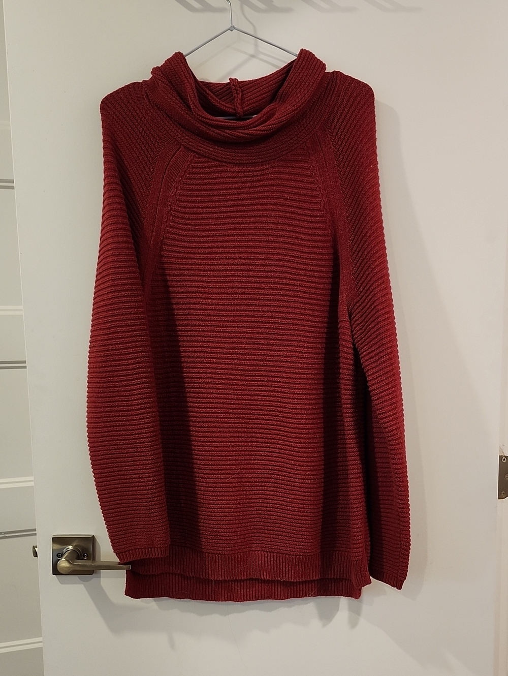 P2P 18" Women's Ribbed Funnel Neck Sweater - Burgundy
